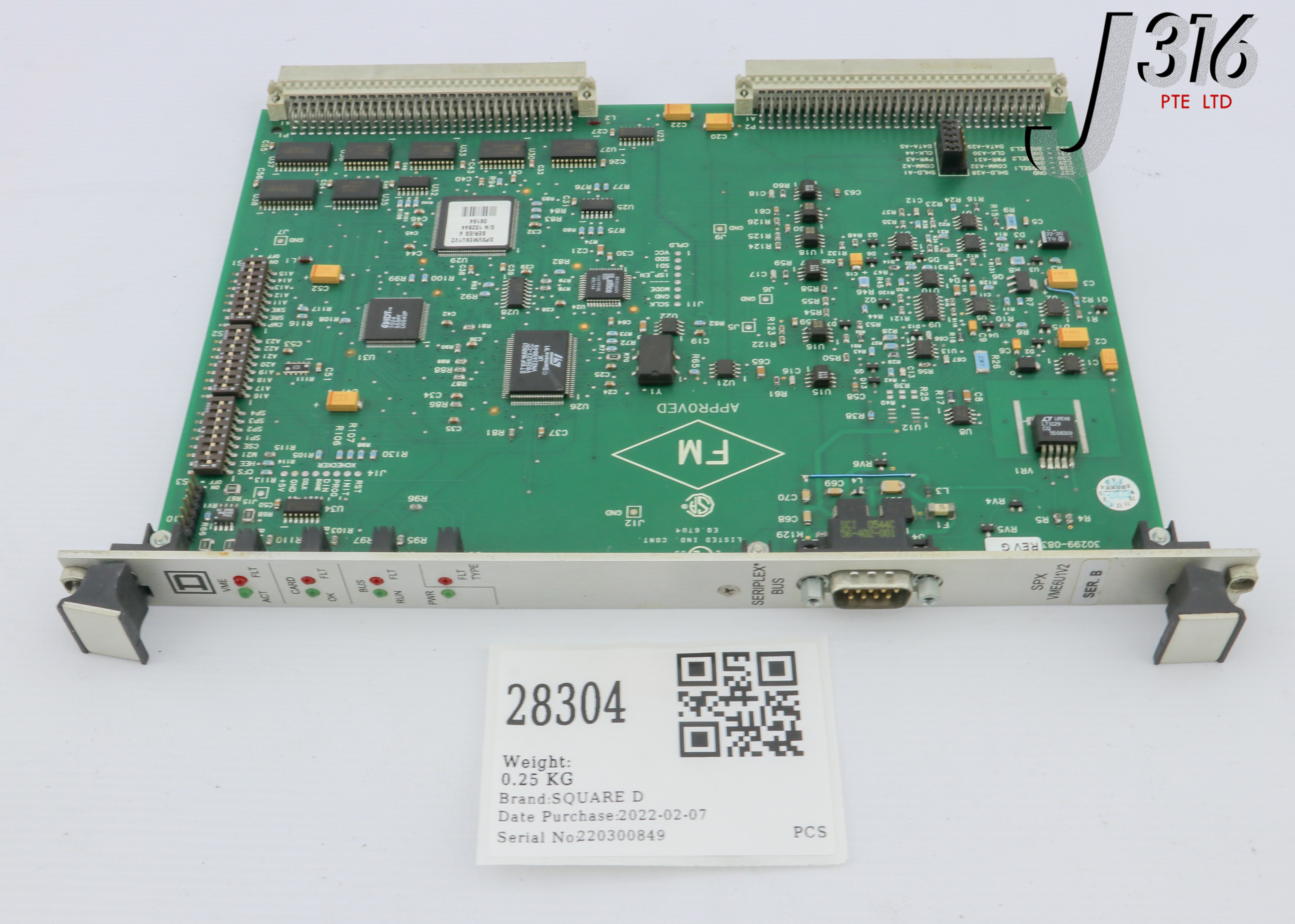 28304 SQUARE D PCB, SPX VME6U1V2, INTF CARD, AMAT P/N: 0660-01809